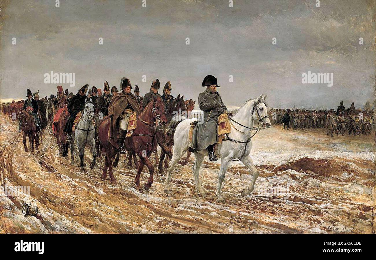 1814. Campagne de France (Napoléon et son état-major rentrant de Soissons après la bataille de Laon), 1864 (musée d'Orsay) Jean-Louis-Ernest Meissonier Banque D'Images