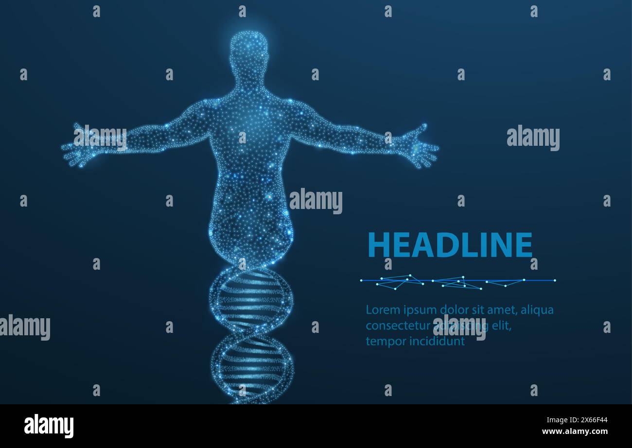 ADN humain. Technologie médicale, évolution génique, santé cellulaire, système nerveux Illustration de Vecteur