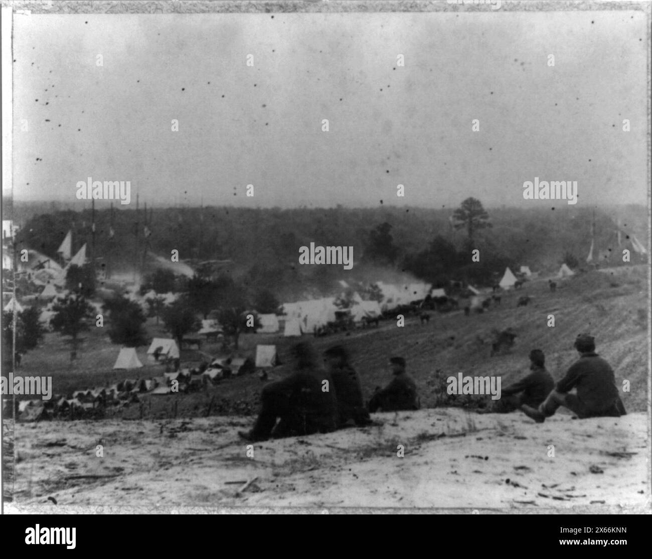 Vue panoramique du campement de l'armée du Potomac à Cumberland Landing, sur la rivière Pamunkey, mai 1862, photographies de la guerre de Sécession 1861-1865 Banque D'Images