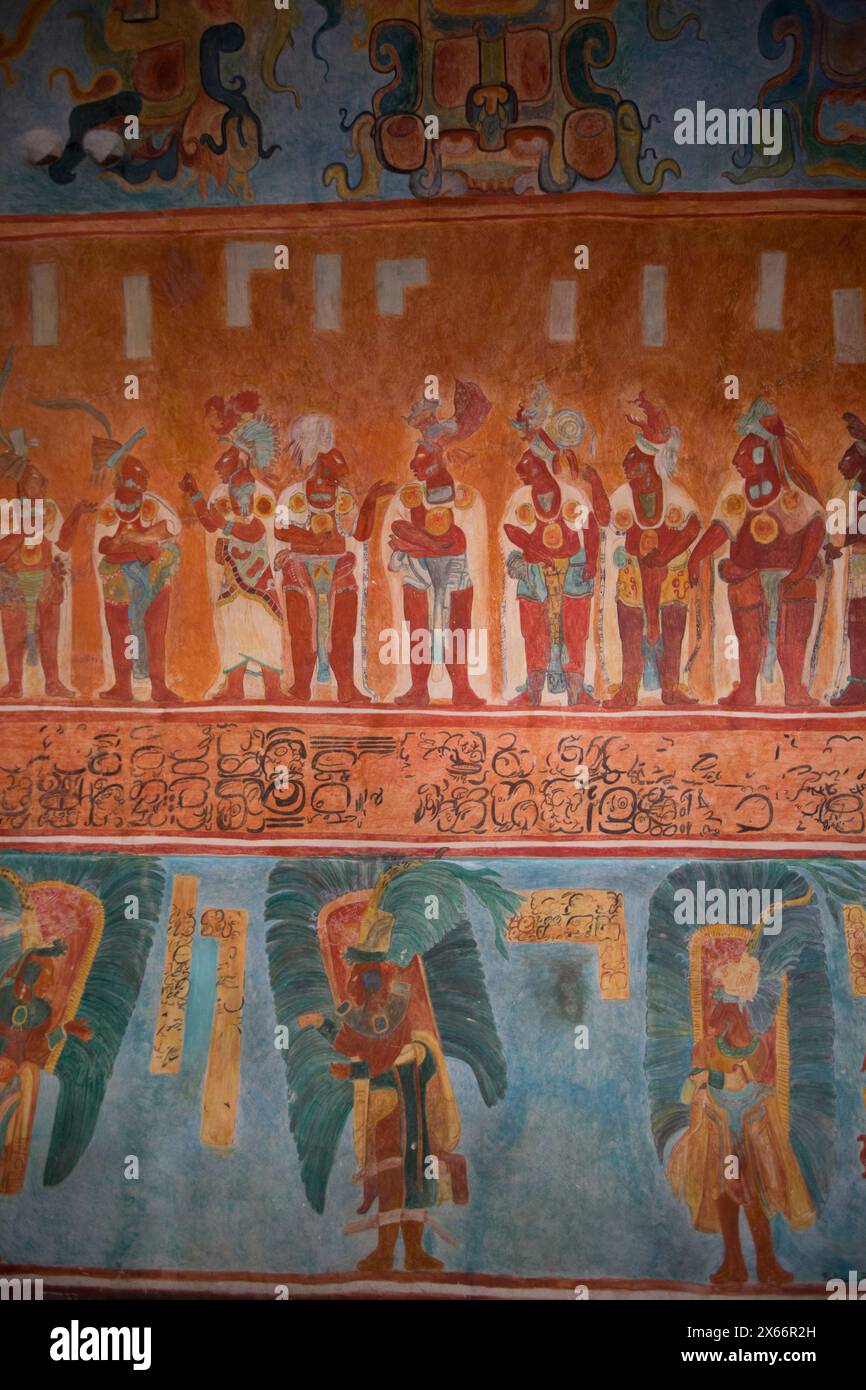 Salle 1 (reproduction), Bonampak, Musée National d'Anthropologie, Mexico, Mexique Banque D'Images