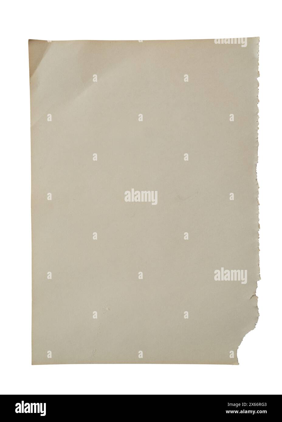 Papier blanc cassé pelé d'un livre sur fond blanc avec chemin de détourage Banque D'Images