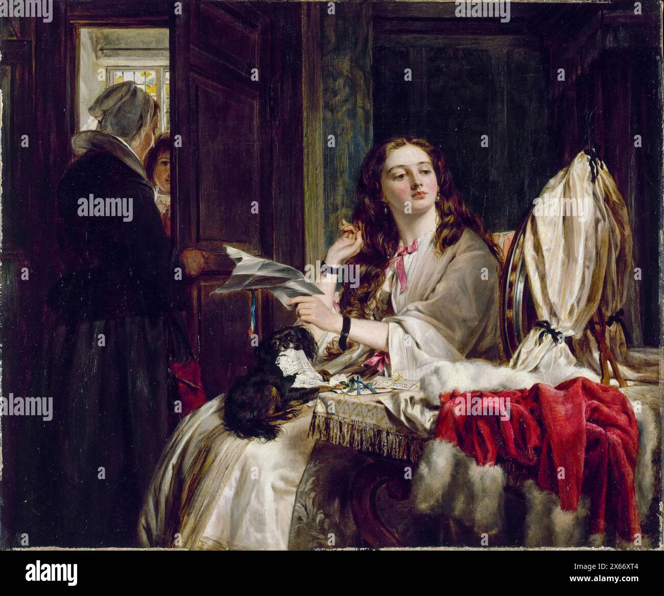 John Callcott Horsley peinture, le matin de la Saint Valentin, huile sur toile, 1865 Banque D'Images