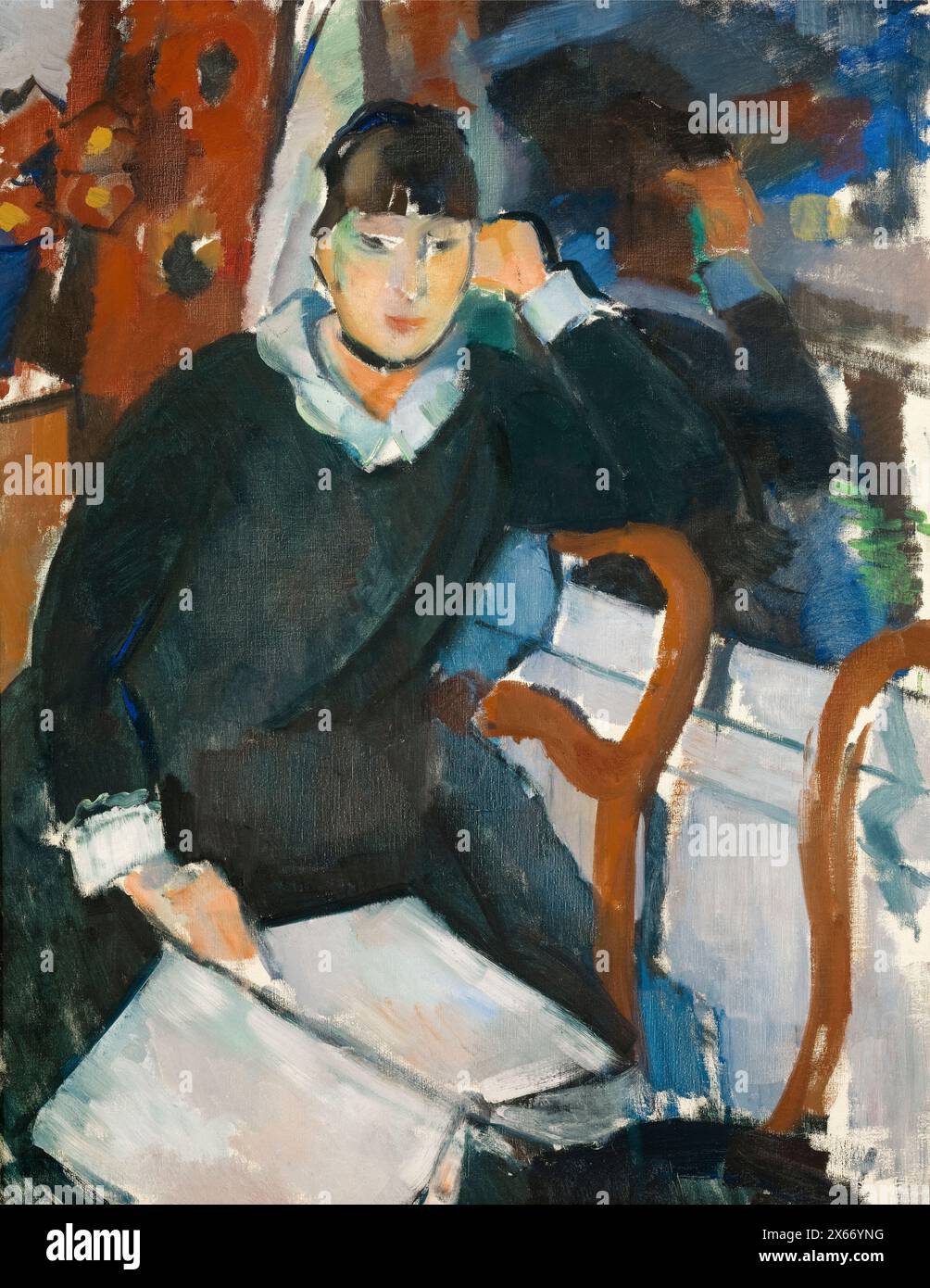 Rik Wouters, 'femme assise à la fenêtre' ou 'Portrait de Nel Deurinckx, la femme de l'artiste', peinture à l'huile sur toile, vers 1915 Banque D'Images