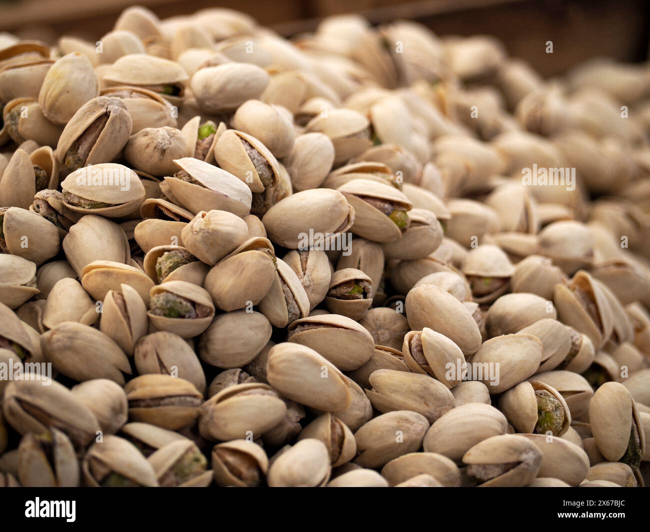 Pistache pistacchio dans le marché local de l'île d'Ortigia dans la province de Syracuse en Sicile, Italie Banque D'Images