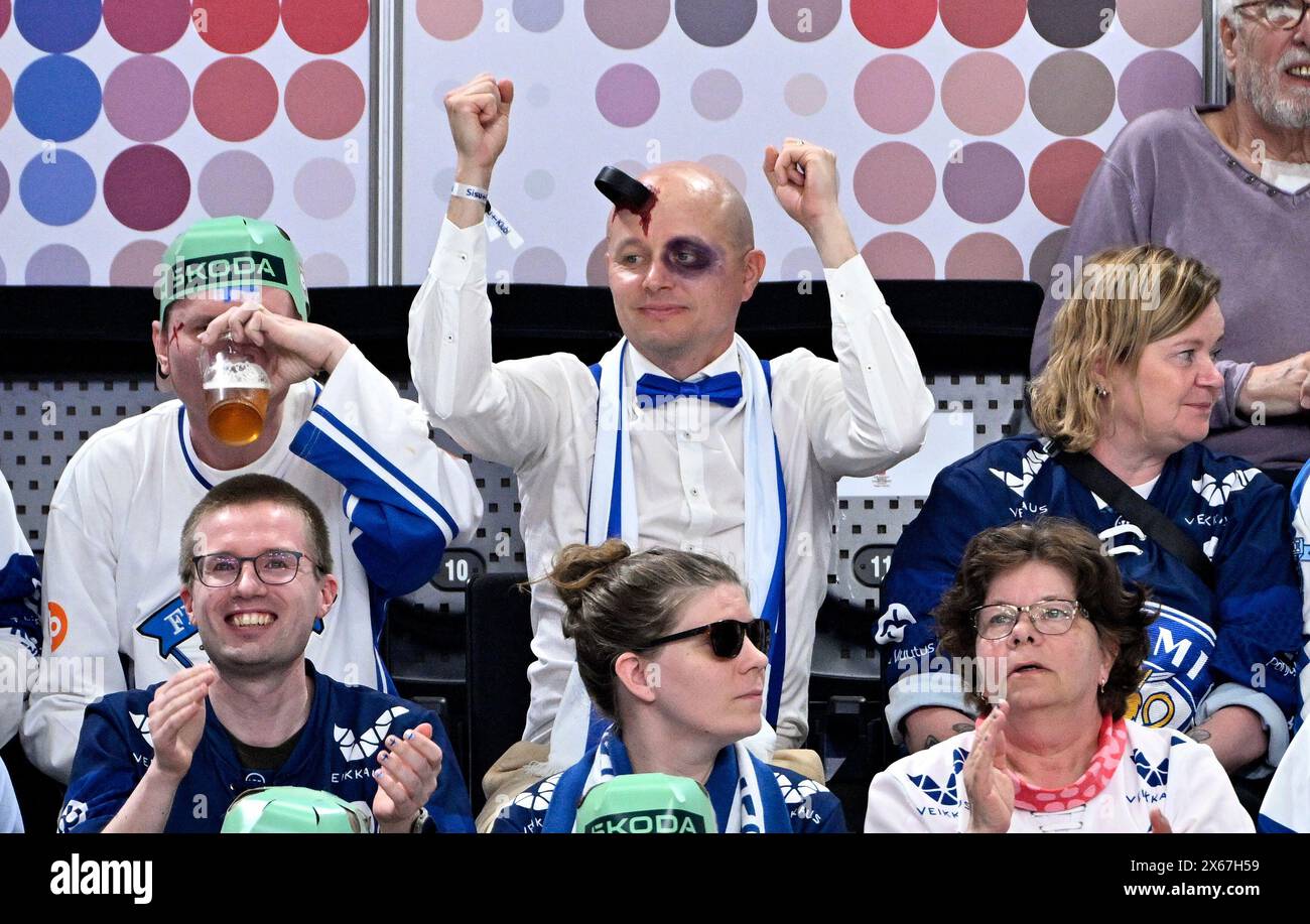 Prague, République tchèque. 13 mai 2024. Fan de la Finlande pendant le groupe A match du Championnat mondial 2024 de l'IIHF Norvège vs Finlande à Prague, République tchèque, le 13 mai 2024. Crédit : Katerina Sulova/CTK photo/Alamy Live News Banque D'Images