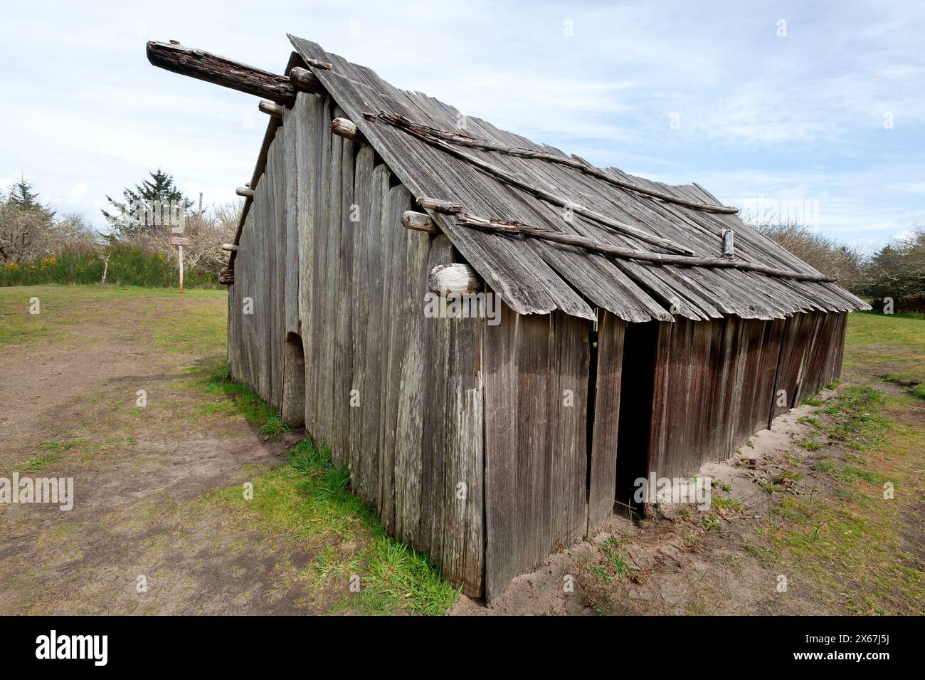 Clatsop Indian longue maison. Banque D'Images