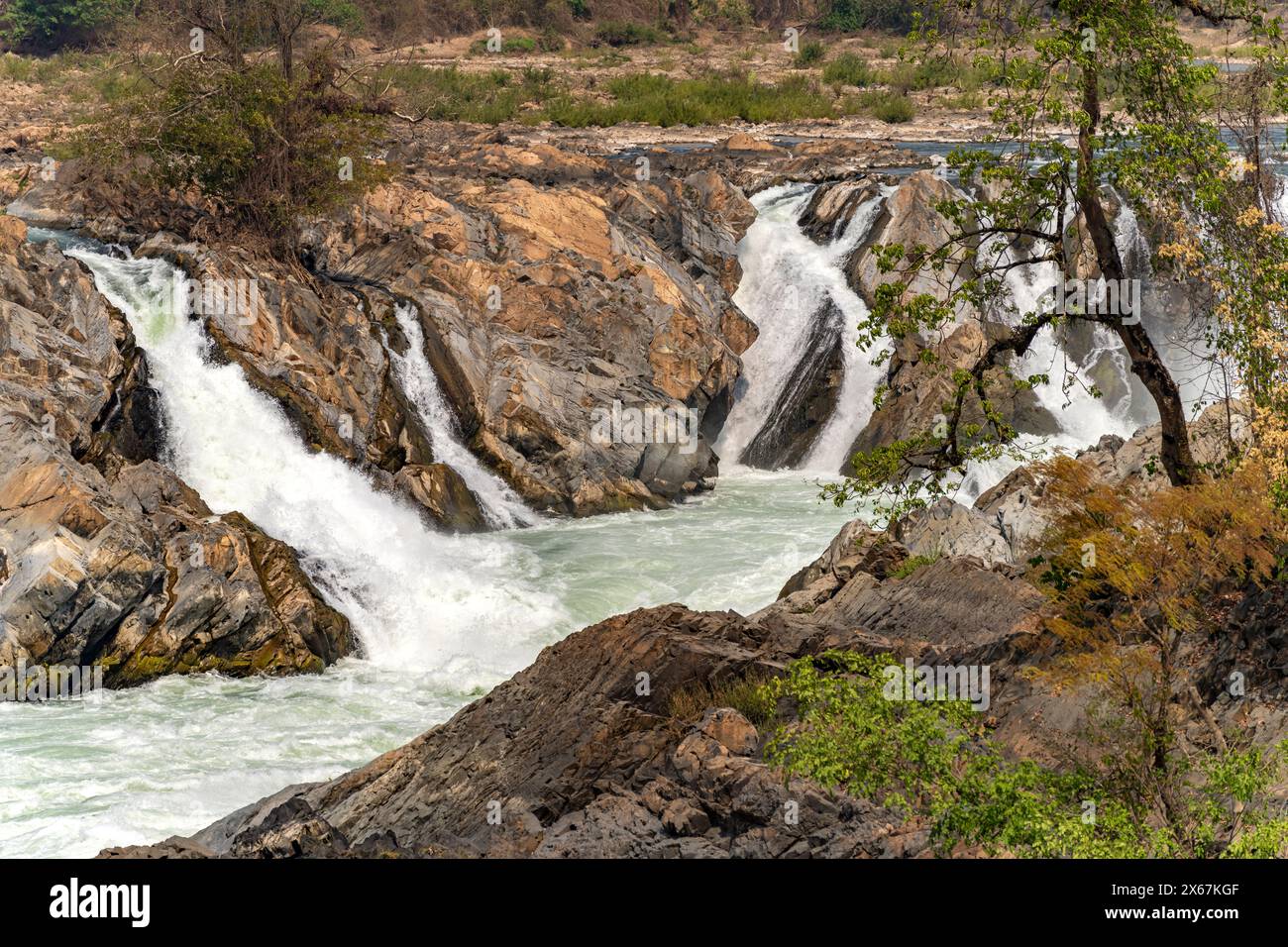 Chutes du Mékong Nam Tok Khon Phapheng, si Phan Don, Province de Champasak, Laos, Asie Banque D'Images