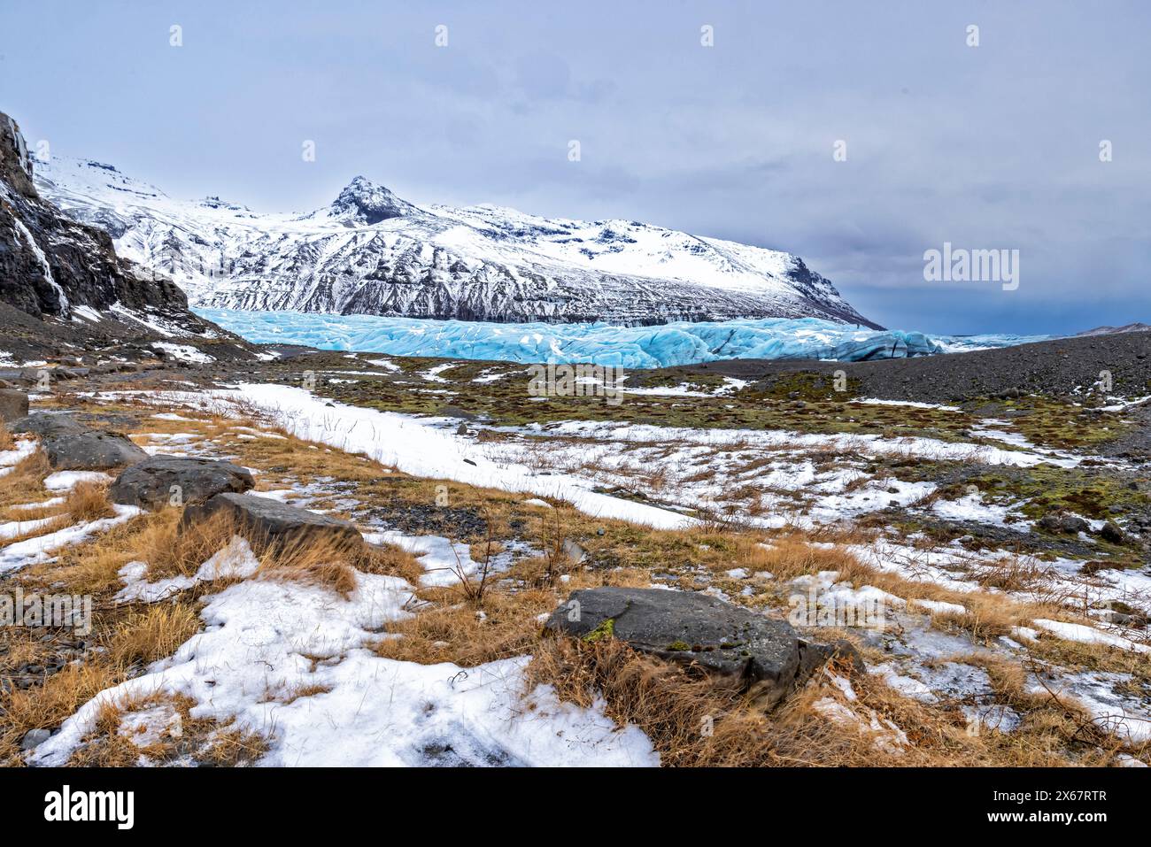 Le glacier Svinafellsjokull en hiver dans l'est de l'Islande Banque D'Images