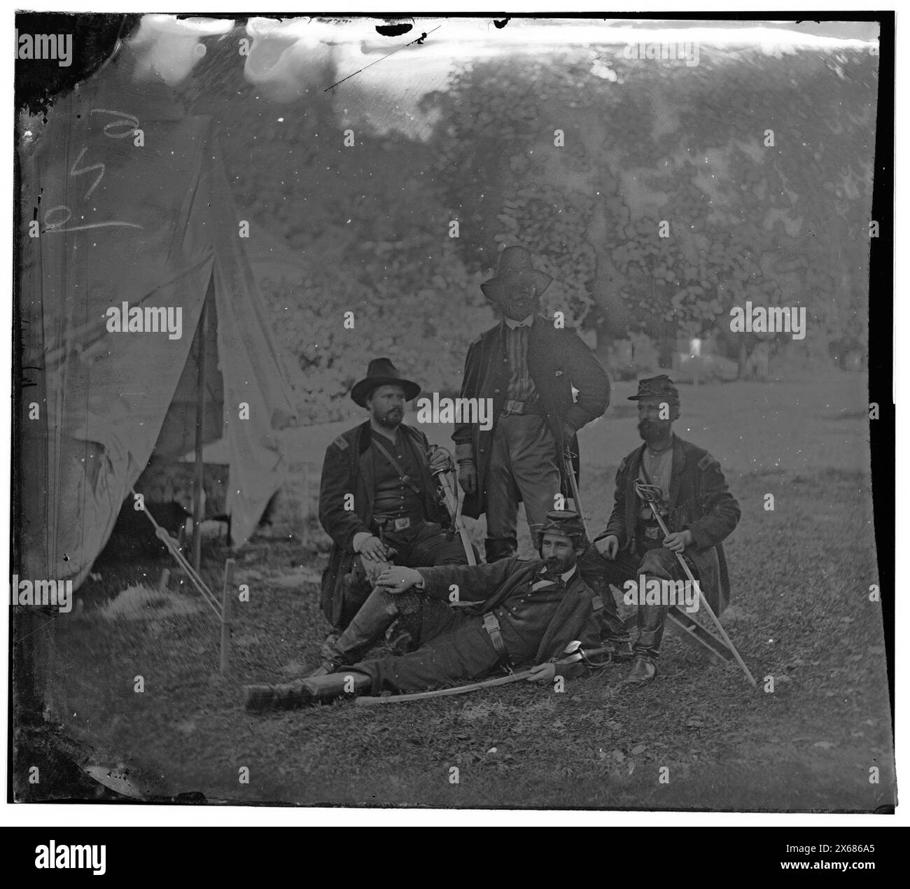 Westover Landing, Virginie. James H. Childs and Staff, 4th Pennsylvania Cavalry, photographies de la guerre de Sécession 1861-1865 Banque D'Images