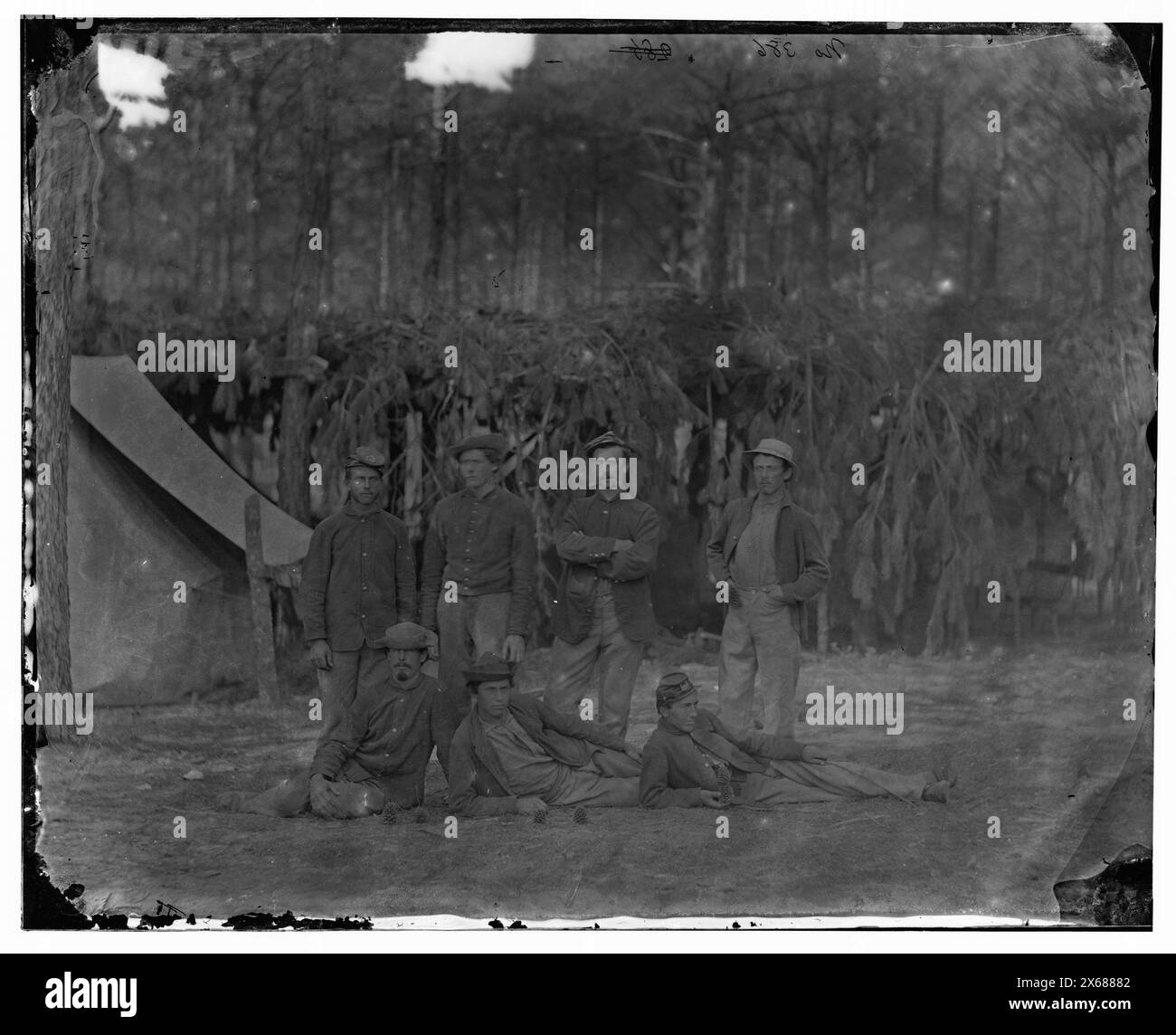 Petersburg, Virginie. Groupe d'hommes de la compagnie A, bataillon du génie américain, photographies de la guerre de Sécession 1861-1865 Banque D'Images
