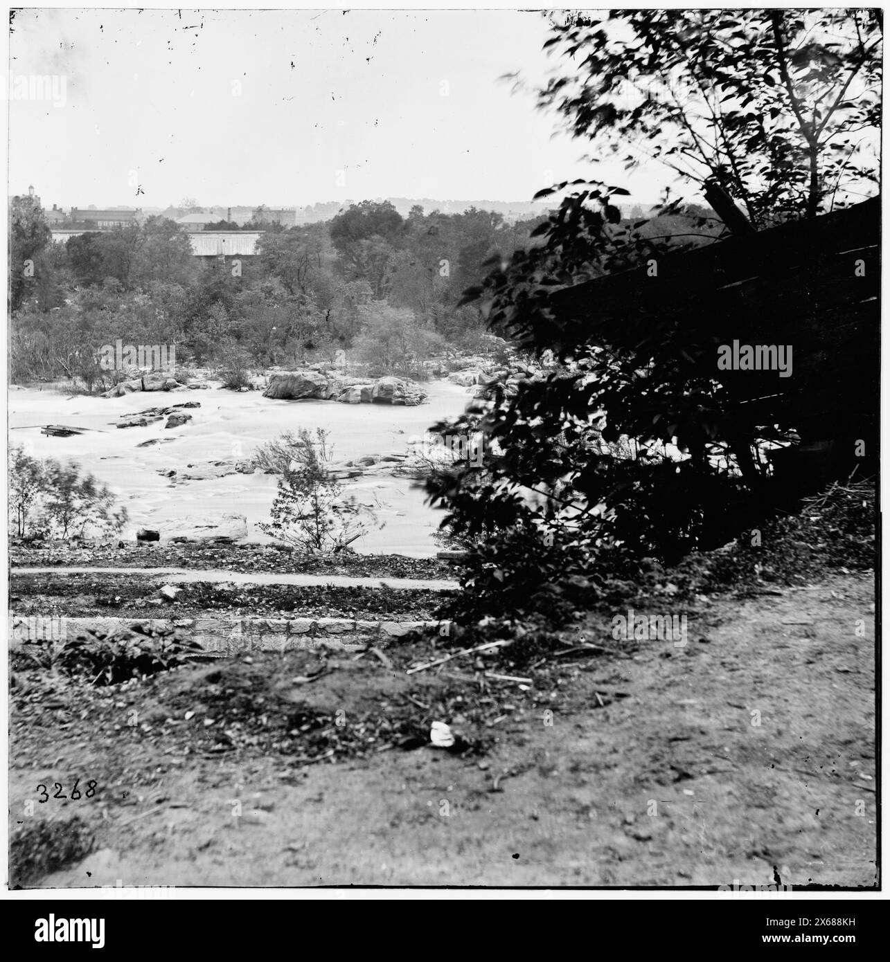 Vue sur la rivière James, regardant vers Manchester, Richmond, Virginie, photographies de la guerre de Sécession 1861-1865 Banque D'Images