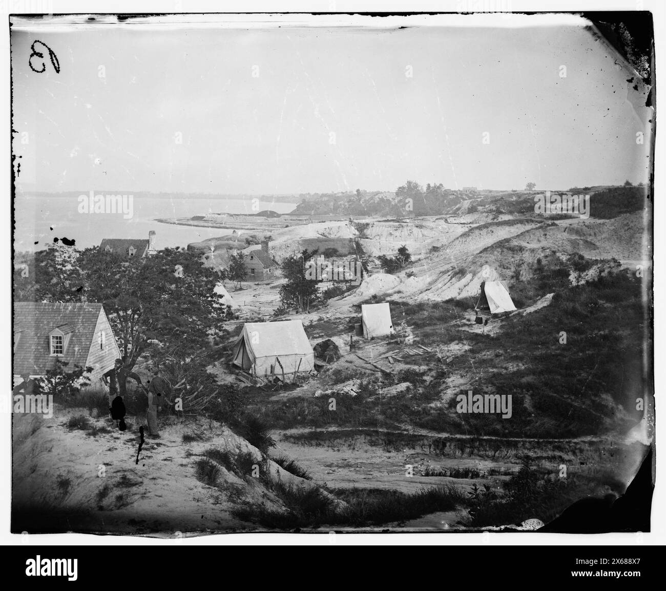 Yorktown, Virginie. Vue depuis la grotte de Cornwallis, photographies de la guerre de Sécession 1861-1865 Banque D'Images