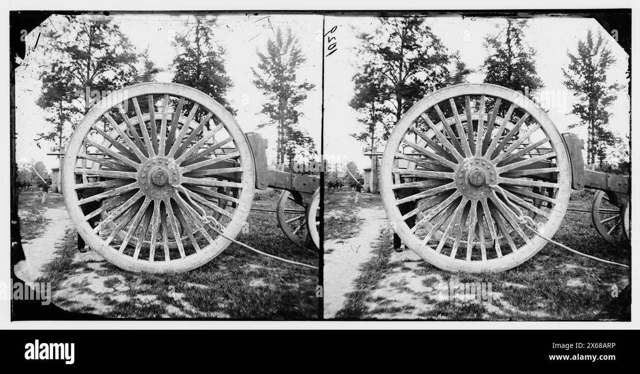 Dutch Gap canal, Virginie. (Drewry's Bluff, James River) Une charrette géante pour transporter des canons de siège, photographies de la guerre de Sécession 1861-1865 Banque D'Images