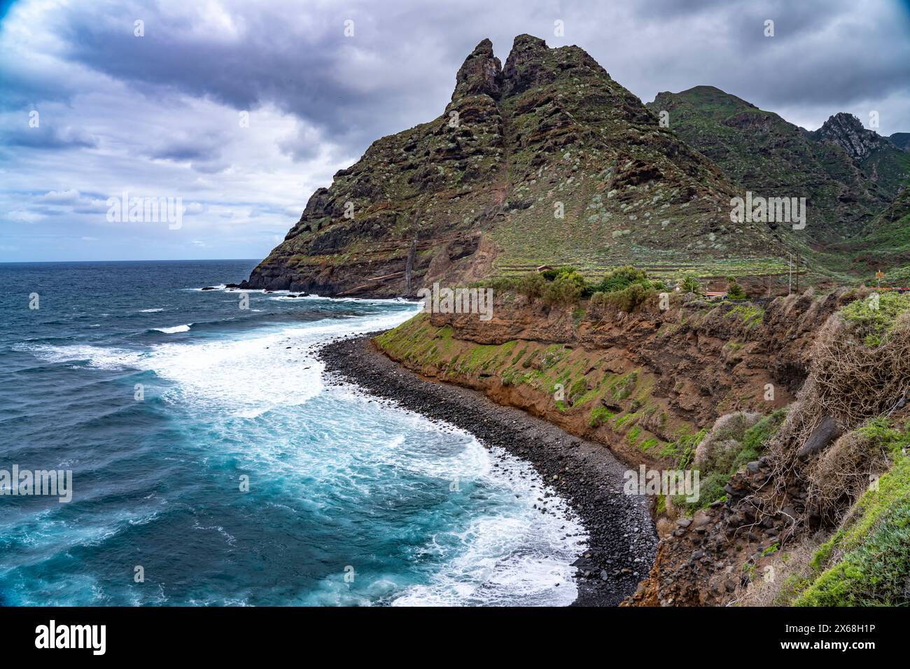 La côte à Punta del Fronton, Punta Del Hidalgo, Tenerife, Îles Canaries, Espagne Banque D'Images