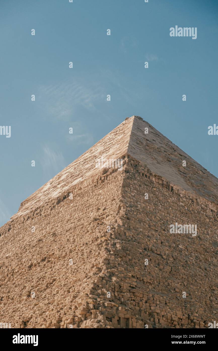 Gros plan de la Grande Pyramide de Gizeh, Egypte Banque D'Images