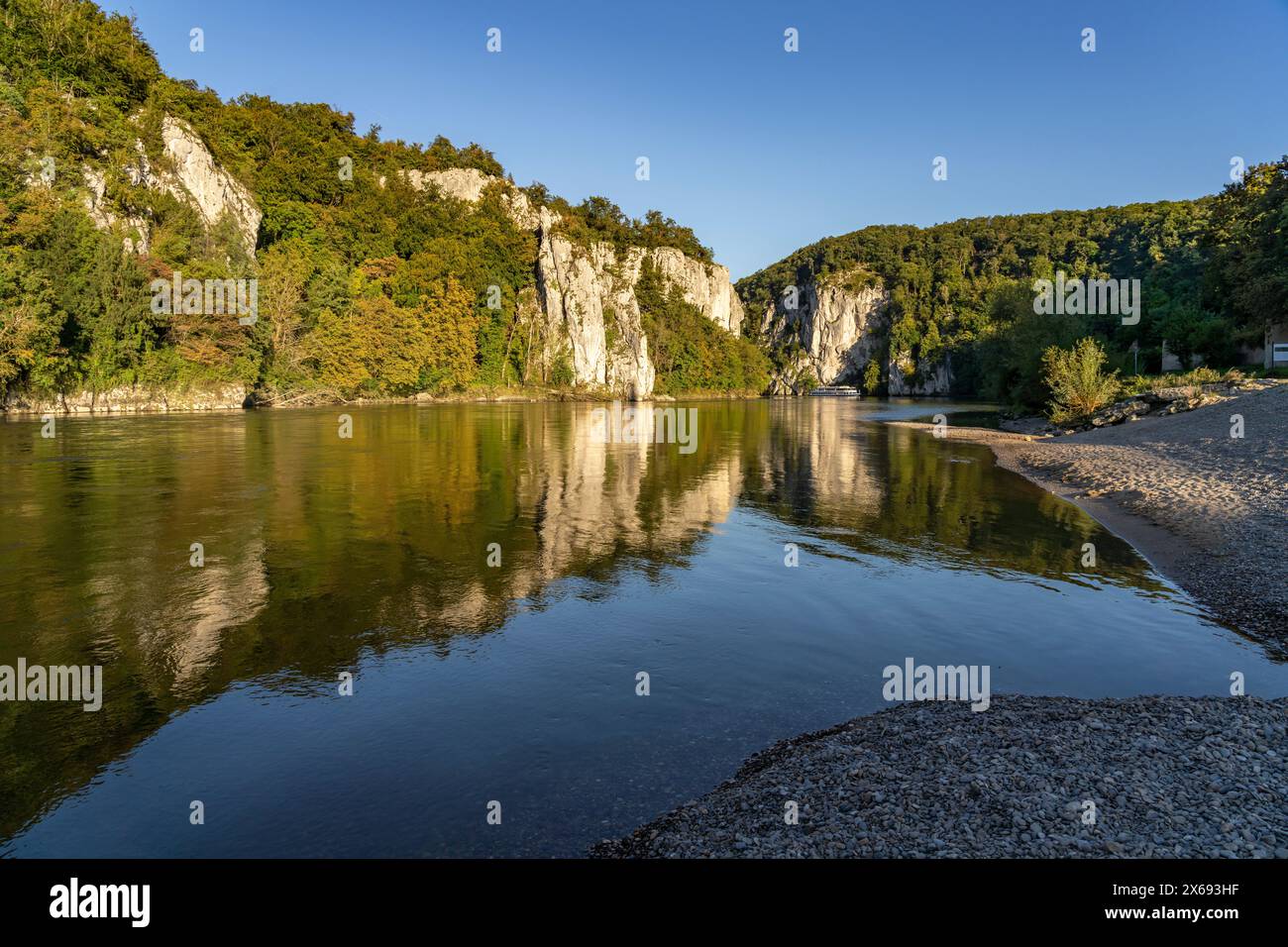 Le Weltenburger Enge, gorge du Danube près de Weltenburg, Bavière, Allemagne Banque D'Images