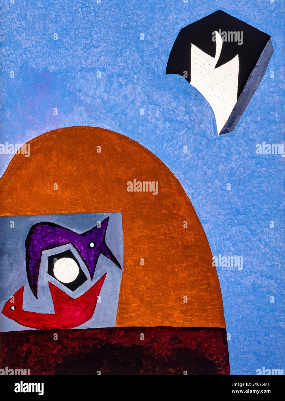 Peinture de Pia Bühler, titre : début et fin, triptyque huile sur toile Banque D'Images