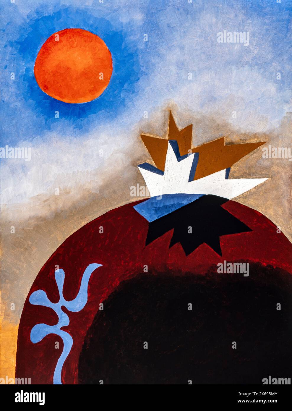 Peinture de Pia Bühler, titre : début et fin, triptyque huile sur toile Banque D'Images