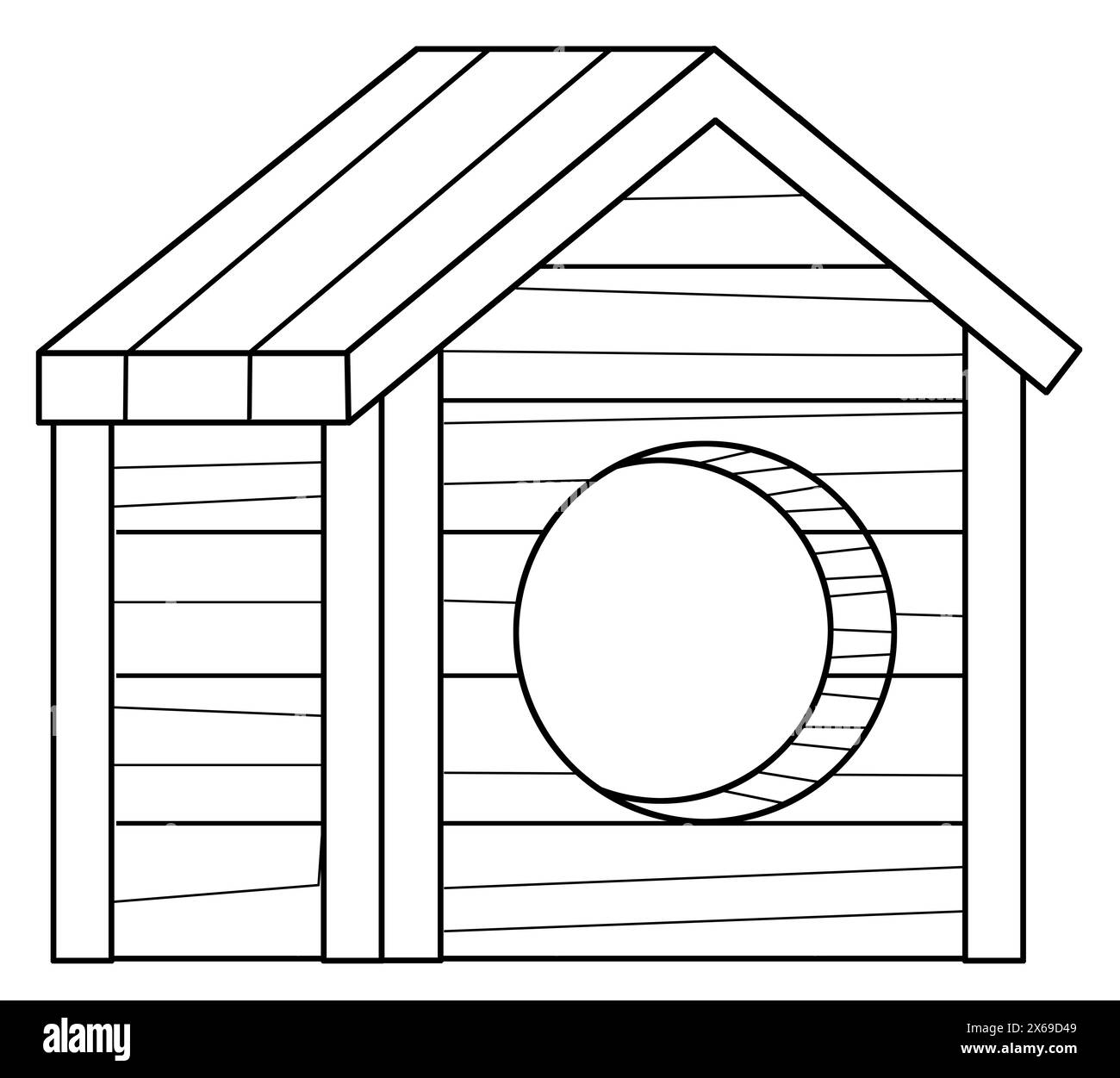 scène de dessin animé avec canin de dessin de page de coloriage traditionnel en bois isolé de maison de chien pour arrière-cour illustration de fond isolée pour les enfants Banque D'Images