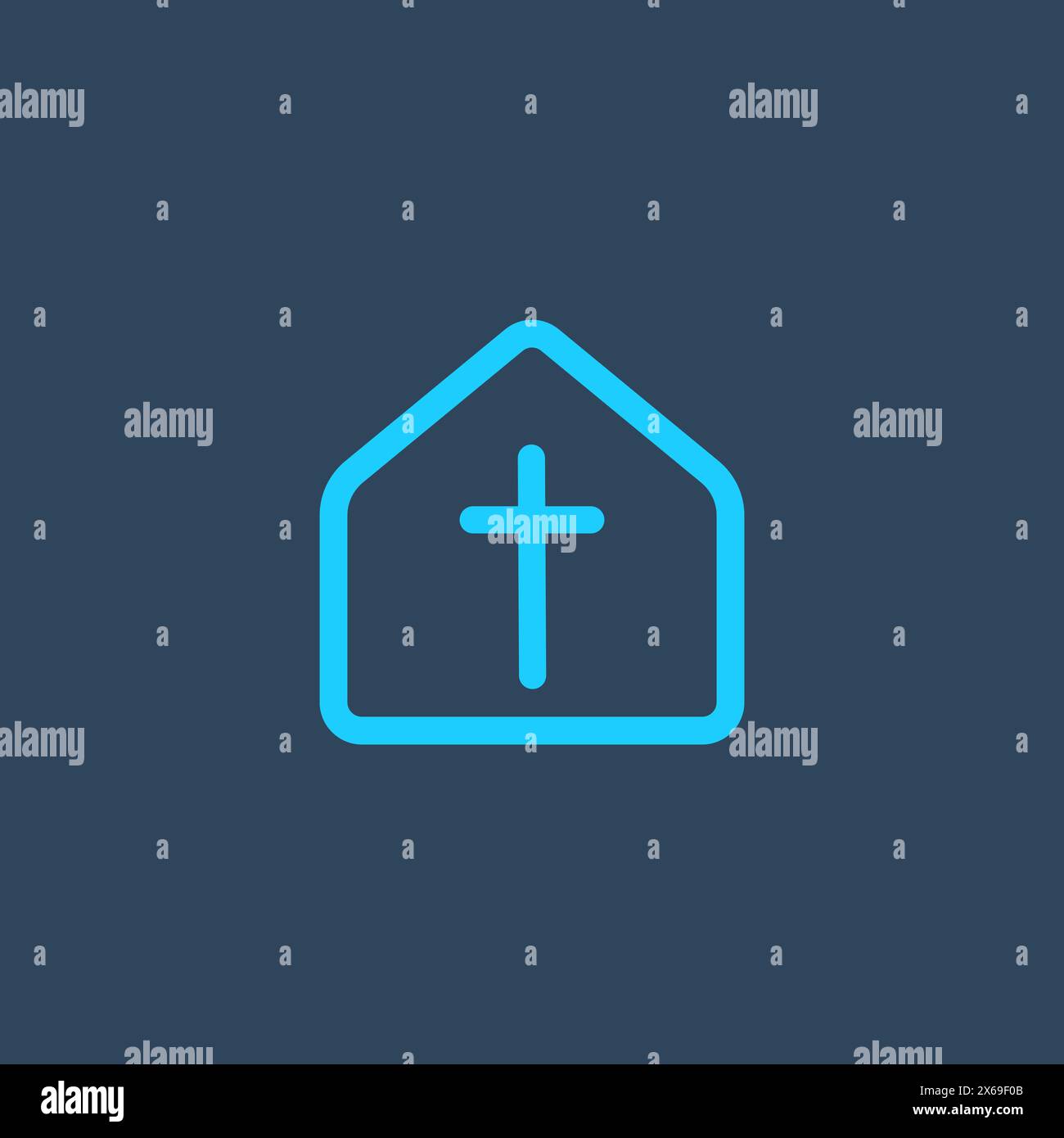 Icône de ligne d'église, bâtiment d'église avec croix. symbole religieux. maison de foi. Illustration vectorielle stock isolée sur fond blanc. Illustration de Vecteur