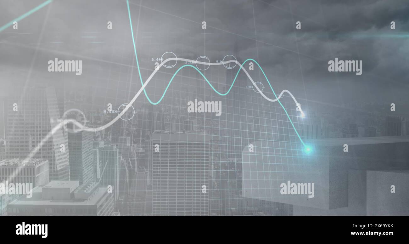 Image du traitement des données financières sur CityScape Banque D'Images