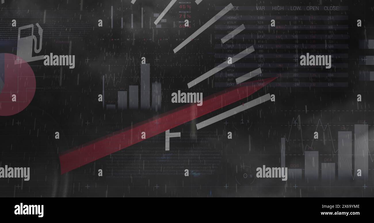 Illustration du traitement des données et des statistiques de la jauge de carburant Banque D'Images