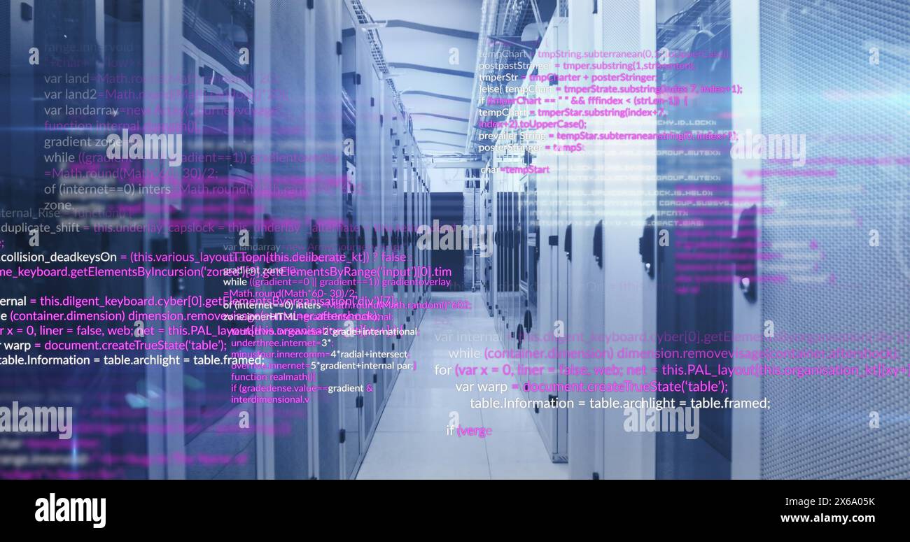 Image de langages informatiques de programmation se déplaçant sur des systèmes de serveur de données Banque D'Images