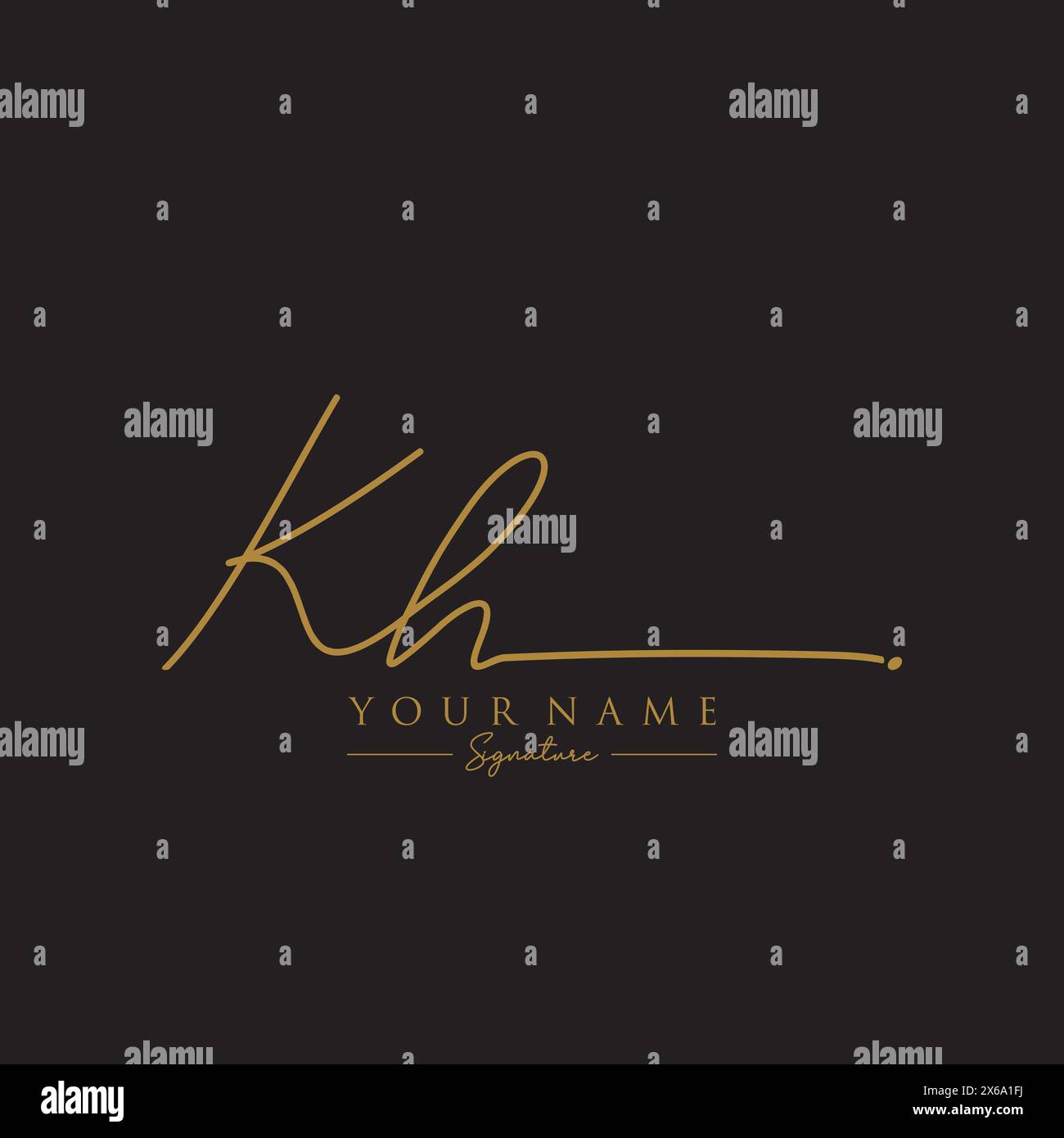 Modèle de logo signature KH Illustration de Vecteur