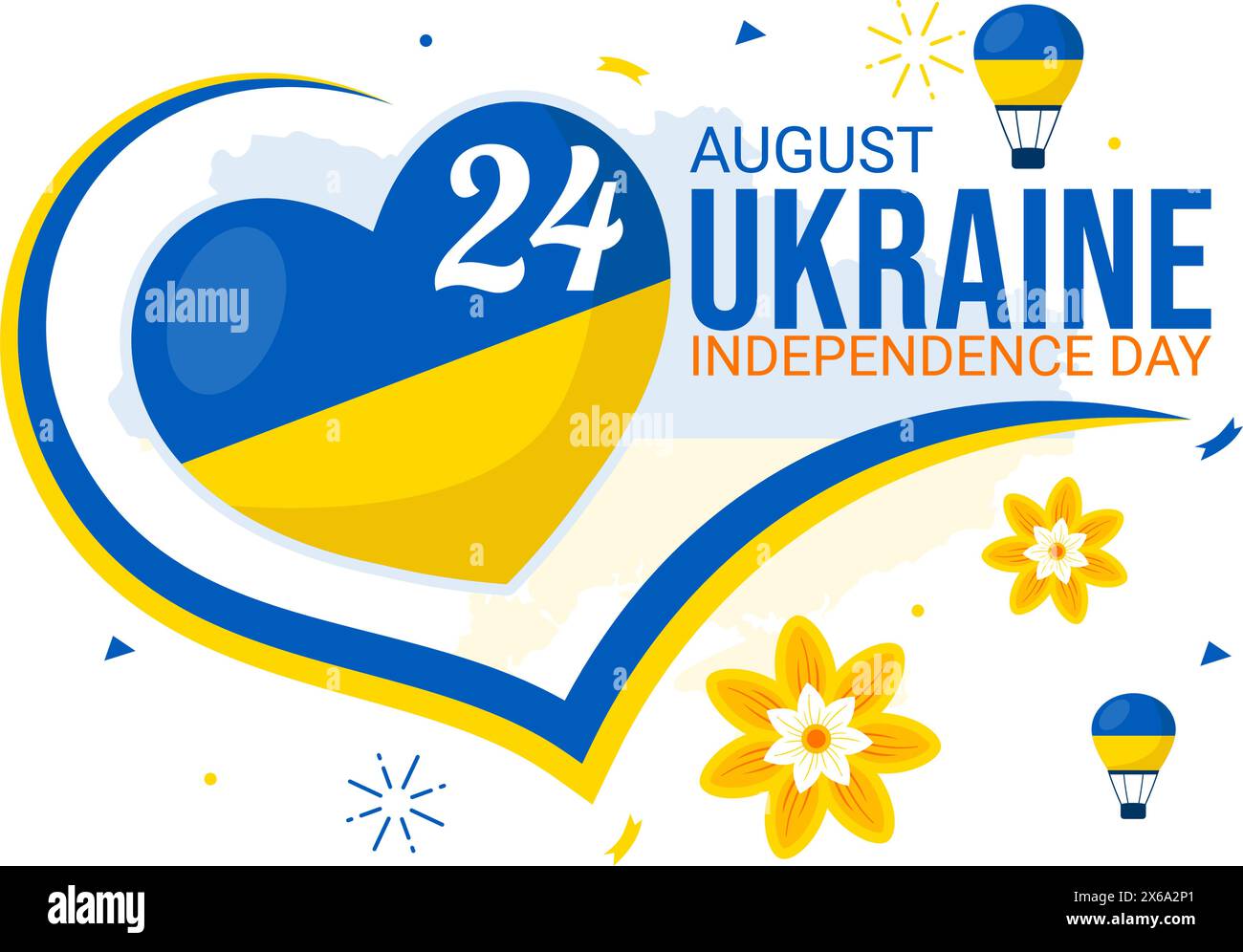 Illustration vectorielle heureuse du jour de l'indépendance de l'Ukraine le 24 août avec le fond de drapeau ukrainien dans le fond de dessin animé plat de fête nationale Illustration de Vecteur