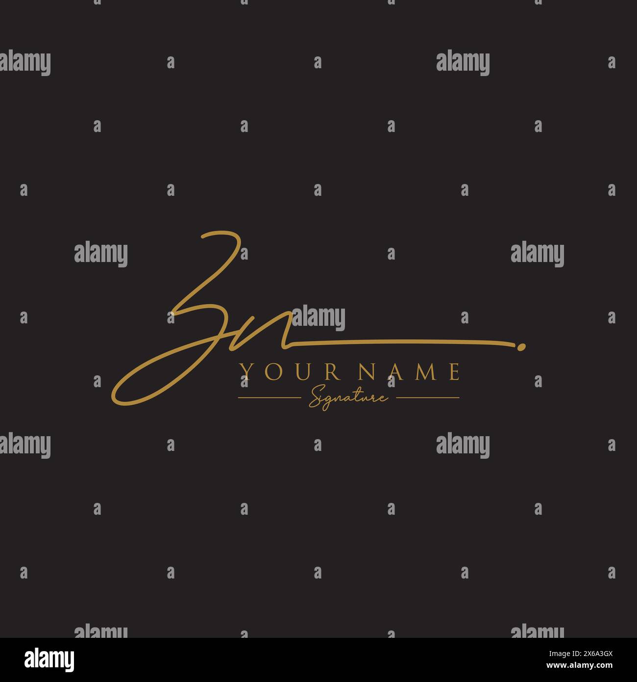 Modèle de logo de signature ZN Illustration de Vecteur