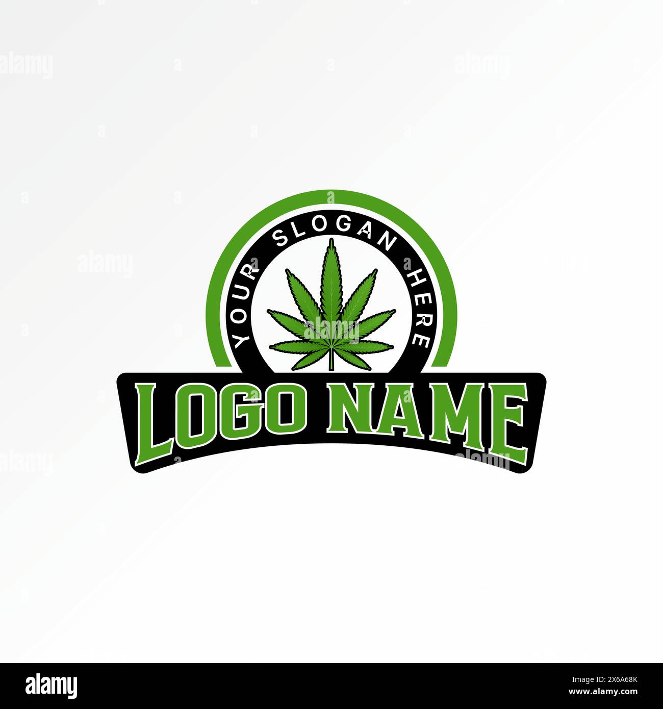 Conception de logo concept graphique créatif premium vecteur stock abstrait emblème badge classique weed cannabis feuille de marijuana. Lié à l'herbe de brasserie de médecine Illustration de Vecteur