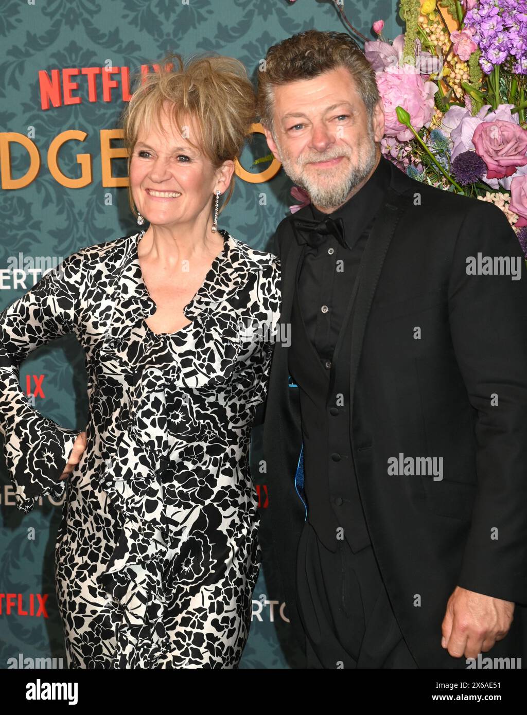 New York, États-Unis. 13 mai 2024. L'actrice Lorraine Ashbourne et l'acteur Andy Serkis assistent à la première Netflix de la troisième saison de Bridgerton le lundi 13 mai 2024 à Alice Tully Hall à New York. Photo de Louis Lanzano/UPI crédit : UPI/Alamy Live News Banque D'Images