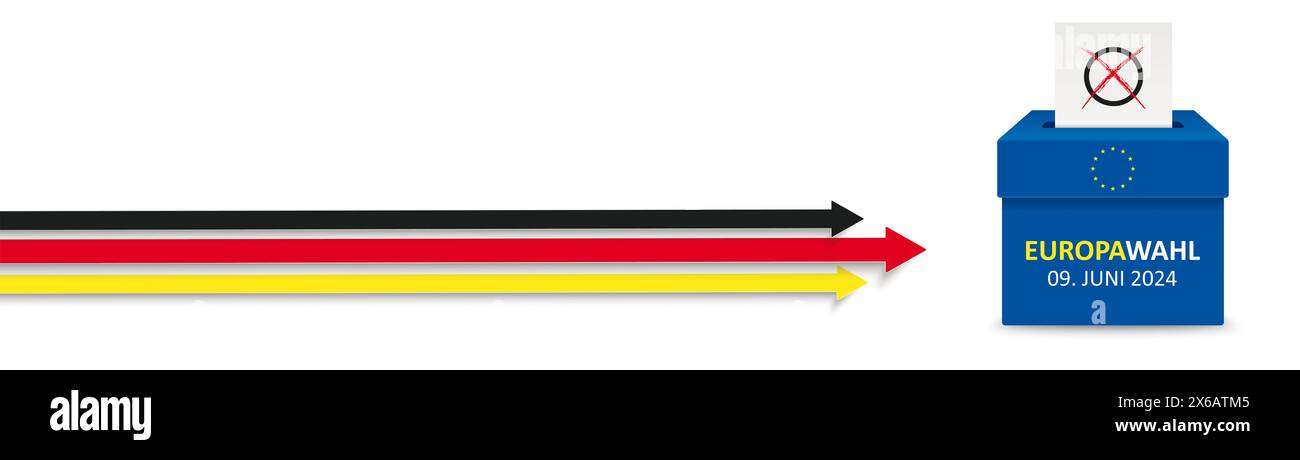 3 flèches voter Allemagne Europawahl 2024 Header Allemand texte Europawahl 2024, traduire élections européennes 2024. Banque D'Images