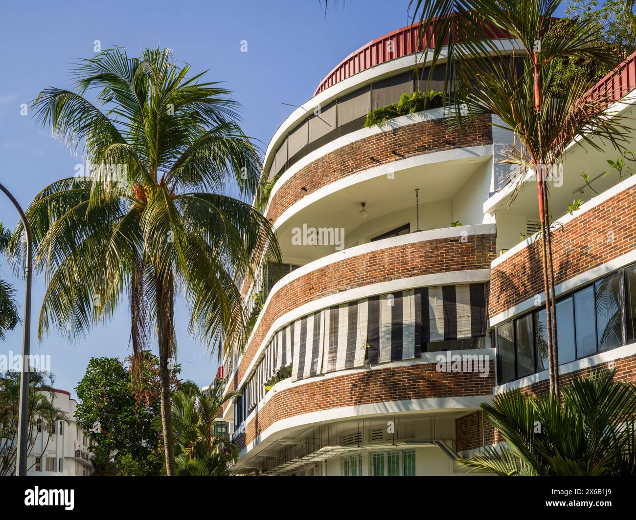Appartements modernistes Tiong Bahru à Singapour, conçus dans le style Streamline moderne par Singapore Improvement Trust (SIT) Banque D'Images