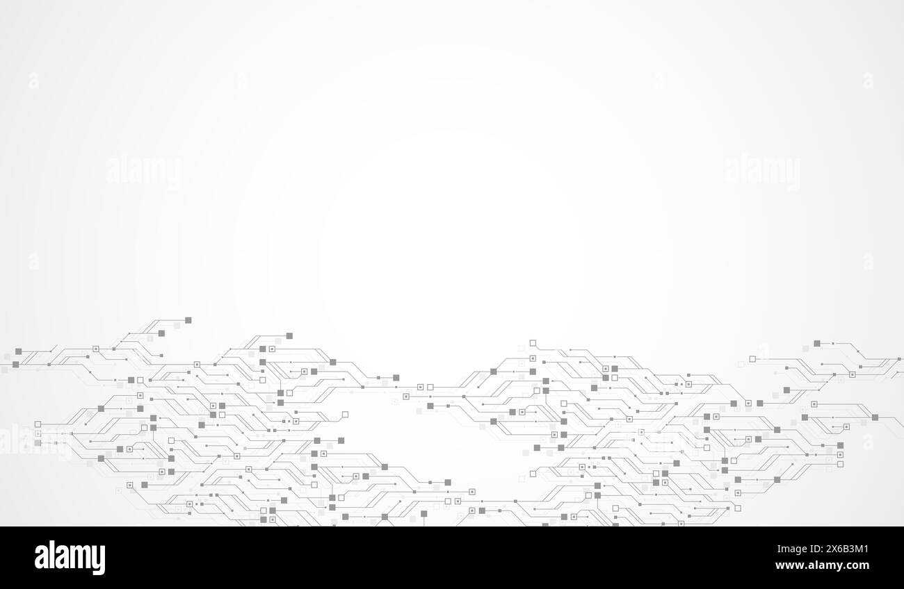 Résumé de la technologie de circuit imprimé texture background. La haute technologie futuristic circuit board banner papier peint. Les données numériques. Électronique Génie Banque D'Images