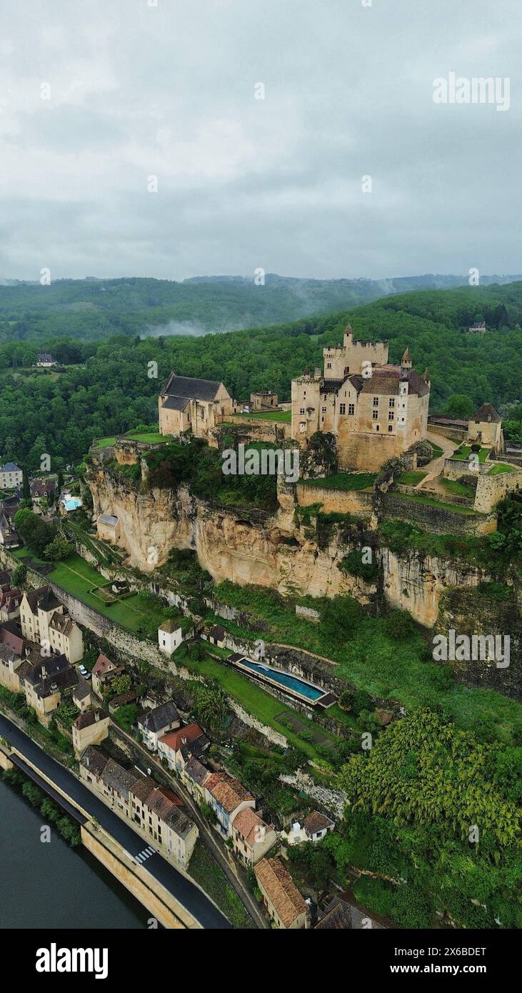 Drone photo Château de Beynac France Europe Banque D'Images