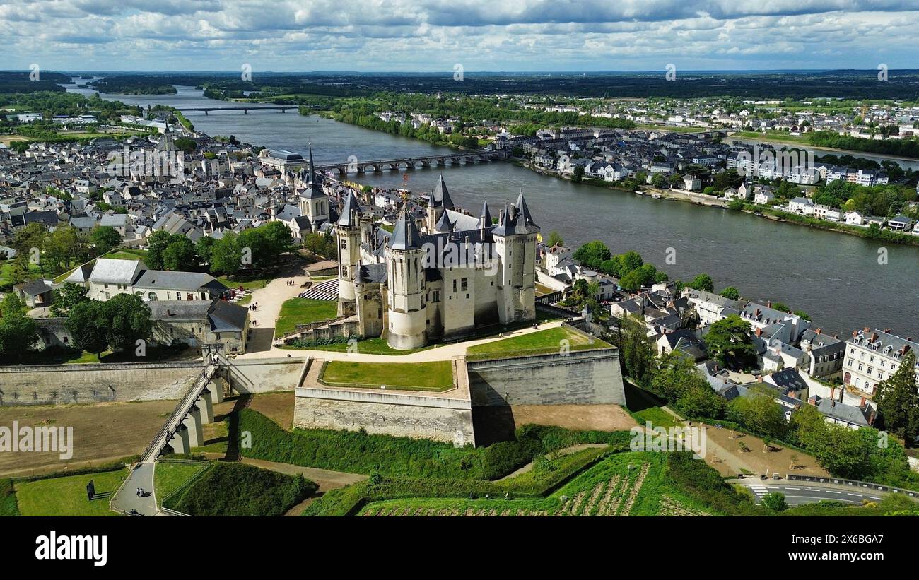 Drone photo Château de Saumur France Europe Banque D'Images