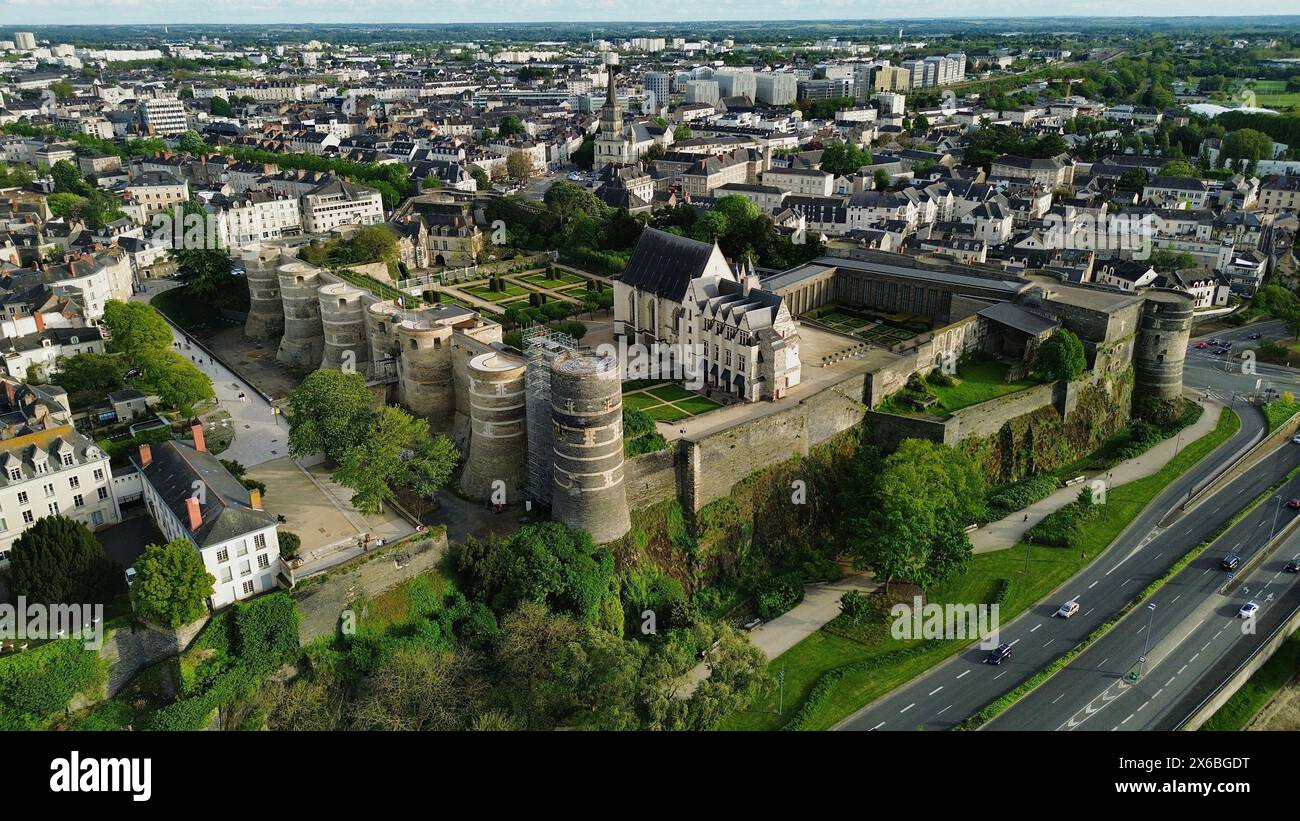 Drone photo château d'Angers France Europe Banque D'Images