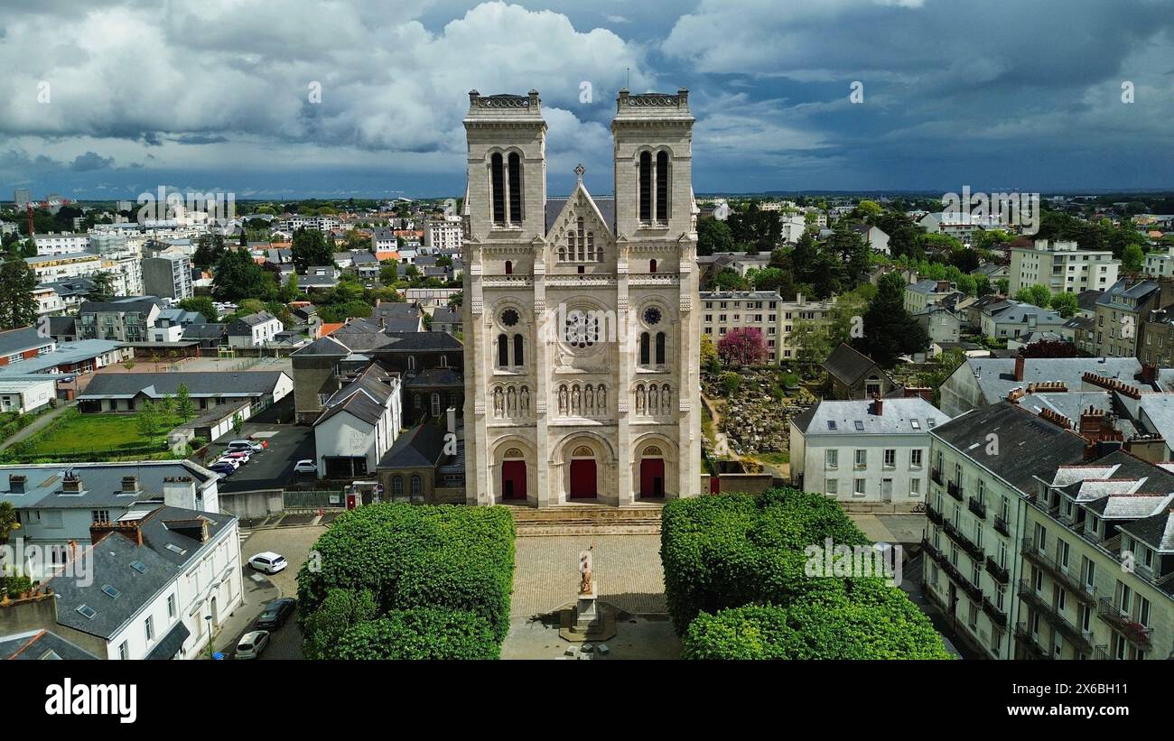 Drone photo Saint-Donatien et Saint-Rogatien Basilique Nantes France Europe Banque D'Images