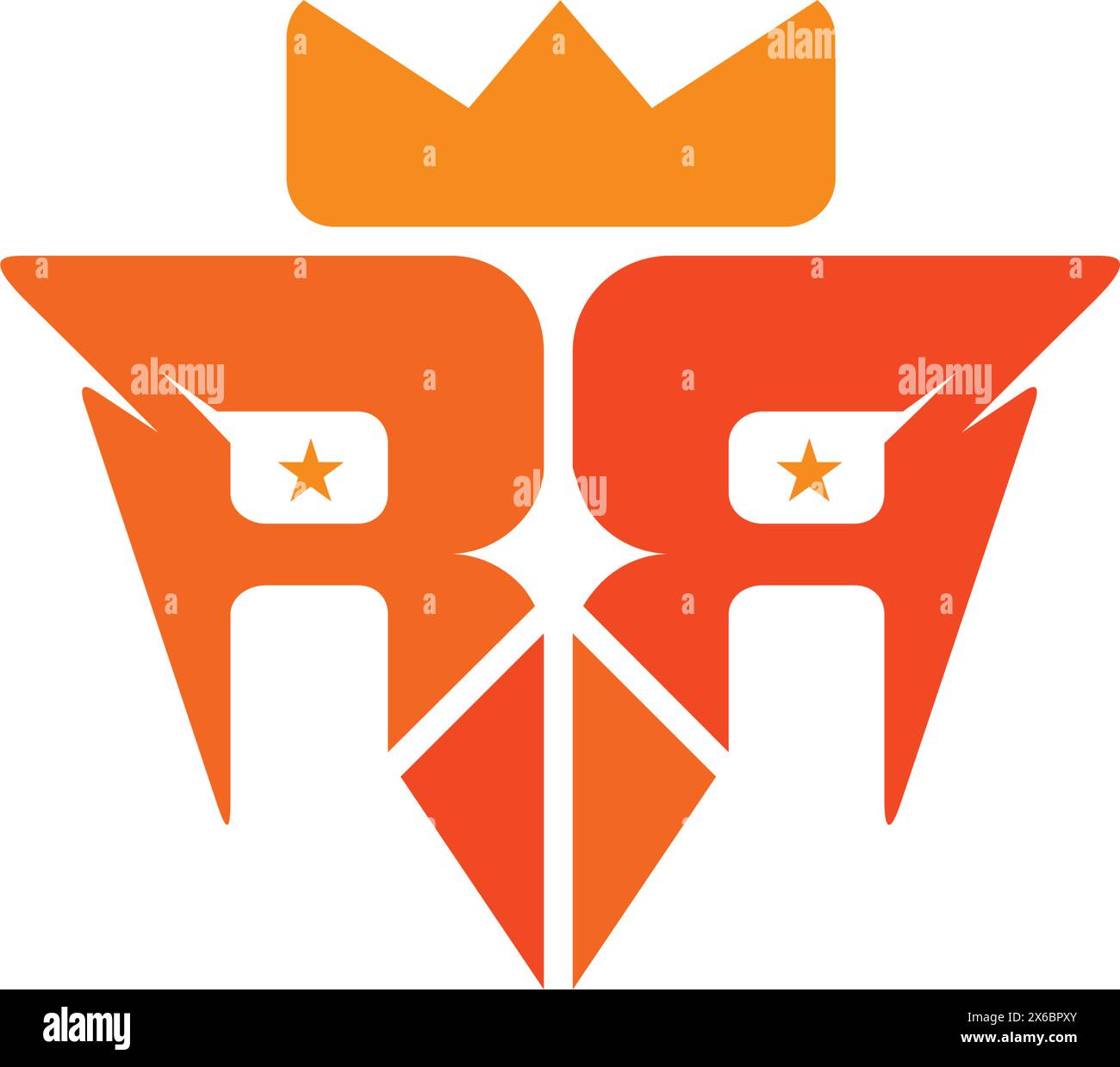 Élément de conception de logo d'icône de couronne de lettre RR. Lettre abstraite RR Crown logo Template. Lettre RR avec concept de tête de hibou king. Illustration de Vecteur
