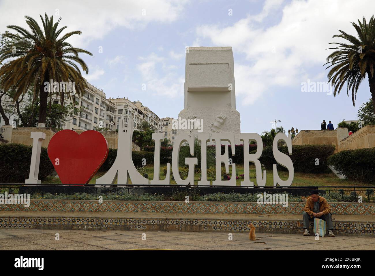 J'aime Alger signe dans Flower Clock Garden Banque D'Images