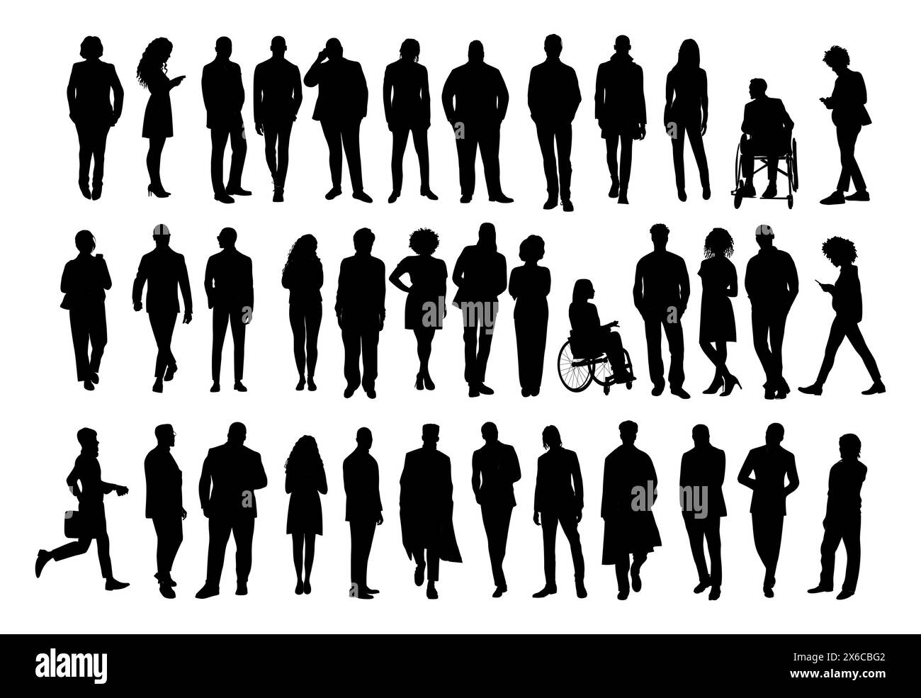 Silhouettes de diverses icônes de vecteur de gens d'affaires Illustration de Vecteur