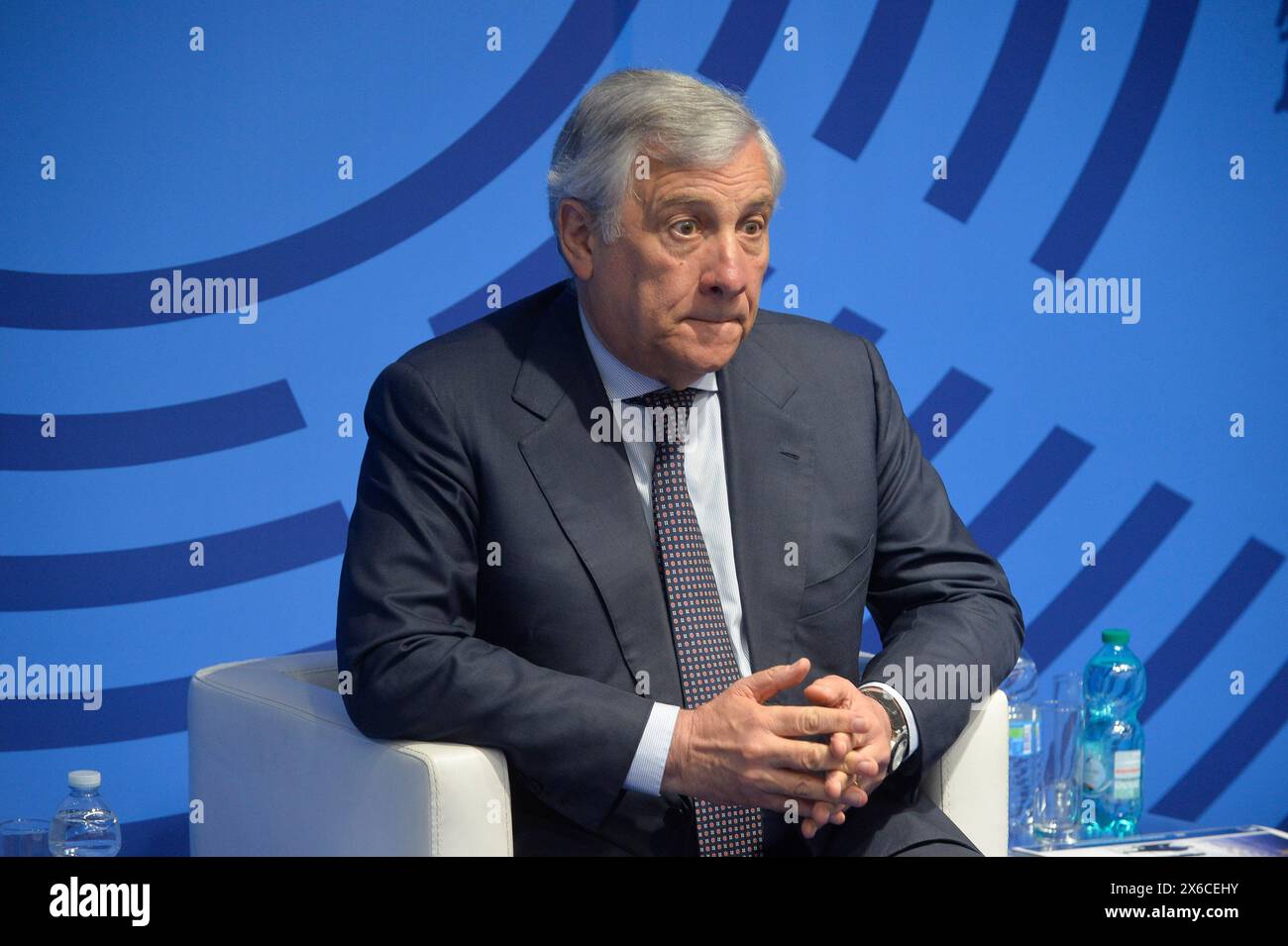 Italie, Rome, 14 mai 2024 : L'Association des commerçants (Confcommercio) rencontre les représentants des partis politiques en vue des prochaines élections européennes. Sur la photo Antonio Tajani, vice-président du Conseil et ministre des Affaires étrangères photo © Stefano Carofei/Sintesi/Alamy Live News Banque D'Images