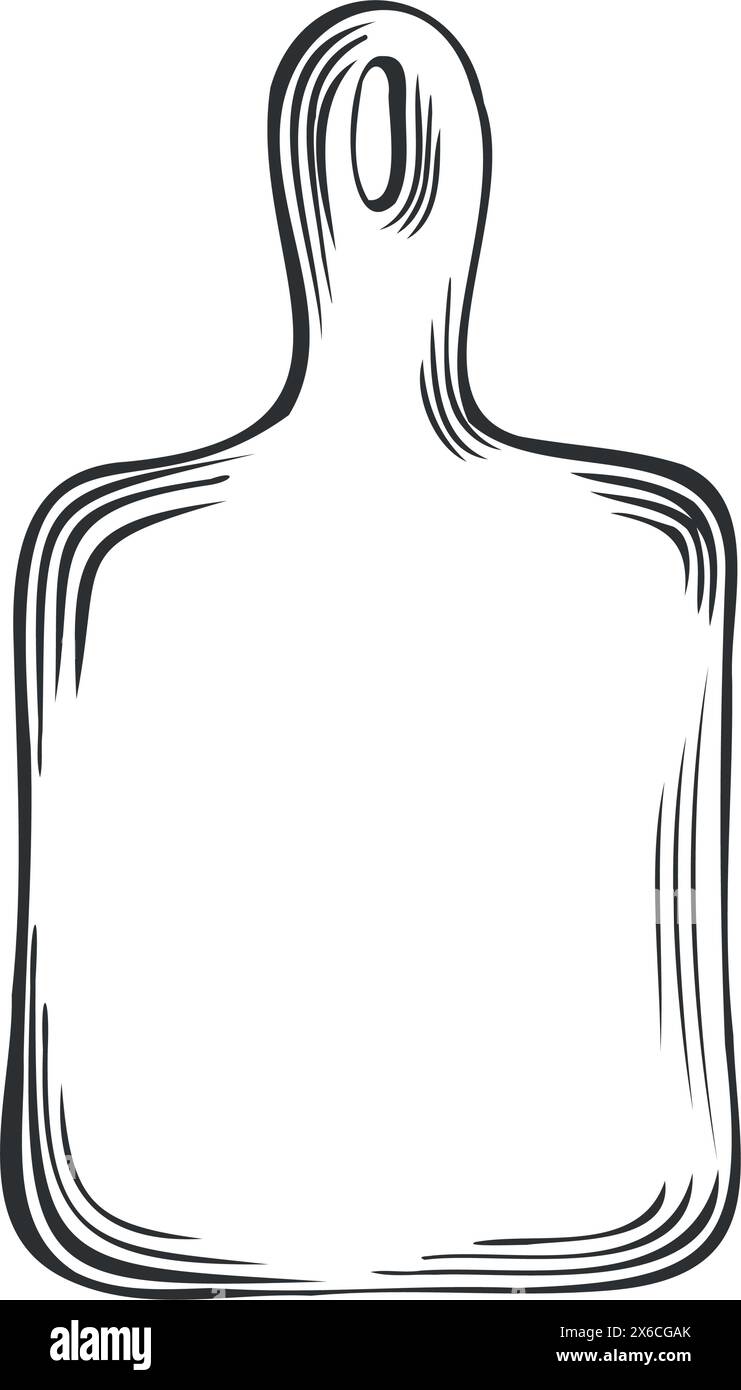 Icône de planche à découper. Ustensiles de cuisine, outils. Illustration plate vectorielle isolée. Planche à découper en bois vide en linéaire. EQUIPEMENT en bois respectueux de l'environnement, ustensile Illustration de Vecteur