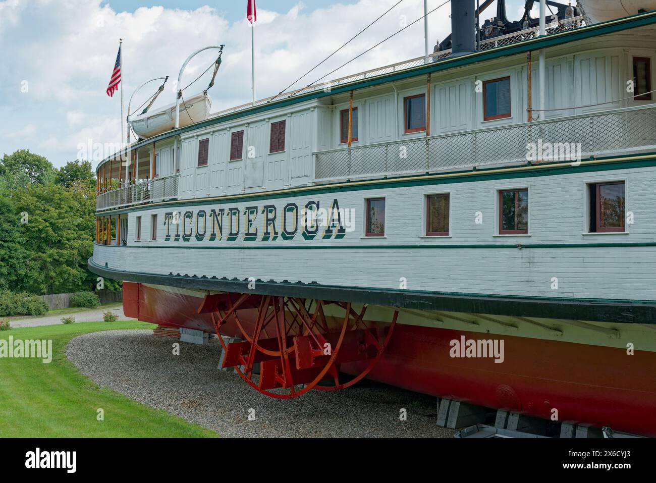 Ticonderoga. Bateau à vapeur à roue latérale. Shelburne Museum, Shelburne, Burlington, New Hampshire, États-Unis d'Amérique Banque D'Images