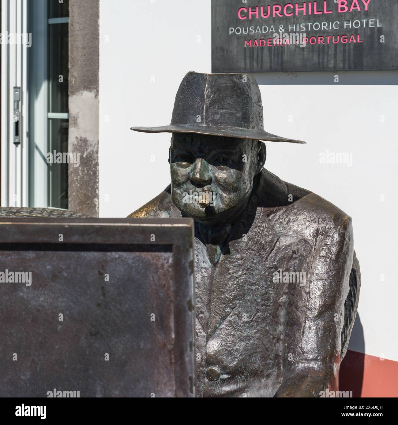 Statue de Winston Churchill dans la baie de Churchill, Câmara de Lobos, Madère, Portugal Banque D'Images