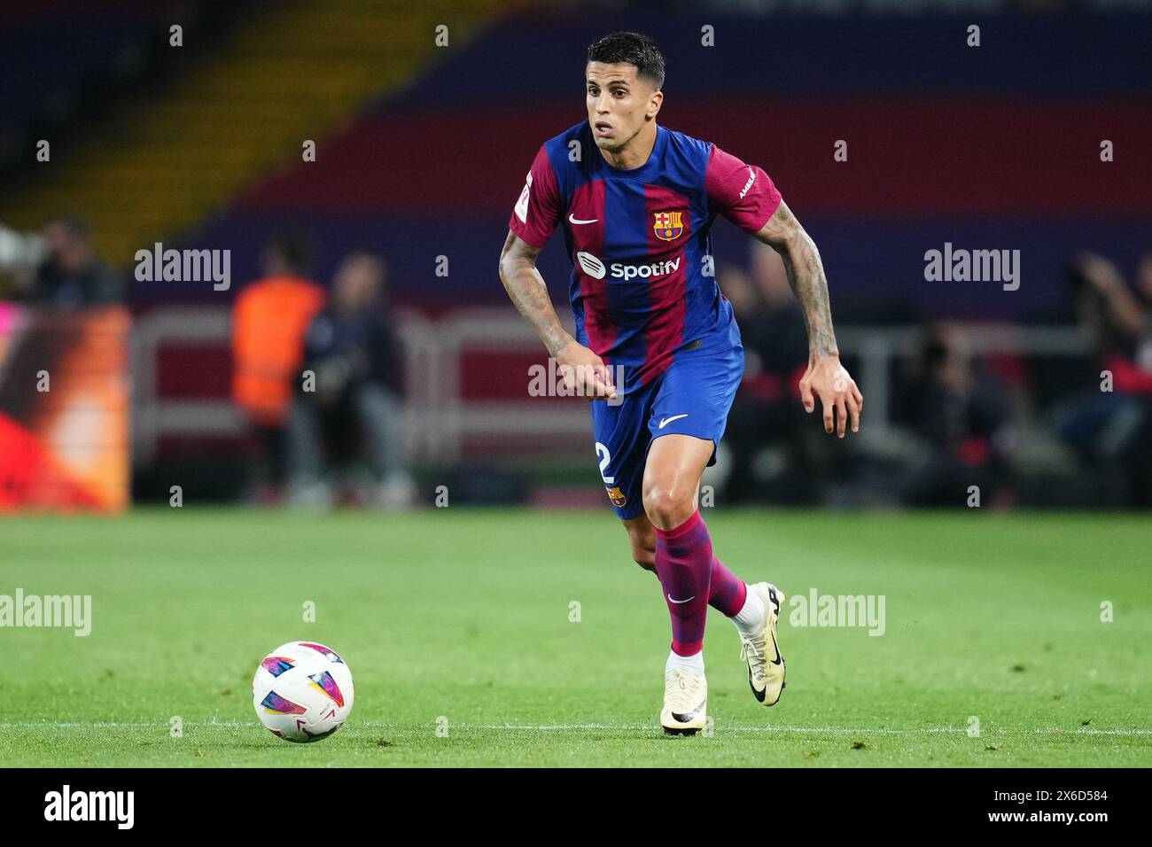 Barcelone, Espagne. 13 mai 2024. Joao Cancelo du FC Barcelone lors du match la Liga EA Sports entre le FC Barcelone et la Real Sociedad a joué au stade Lluis Companys le 13 mai 2024 à Barcelone, en Espagne. (Photo de Sergio Ruiz/PRESSINPHOTO) crédit : AGENCE SPORTIVE PRESSINPHOTO/Alamy Live News Banque D'Images