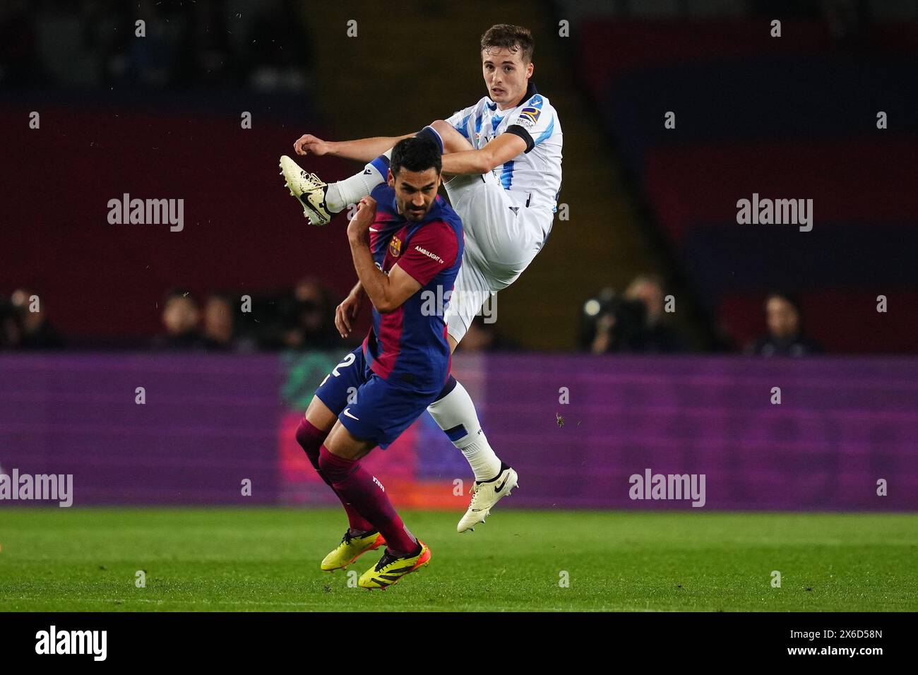 Barcelone, Espagne. 13 mai 2024. Jon Pacheco de la Real Sociedad lors du match la Liga EA Sports entre le FC Barcelone et la Real Sociedad a joué au stade Lluis Companys le 13 mai 2024 à Barcelone, en Espagne. (Photo de Sergio Ruiz/PRESSINPHOTO) crédit : AGENCE SPORTIVE PRESSINPHOTO/Alamy Live News Banque D'Images