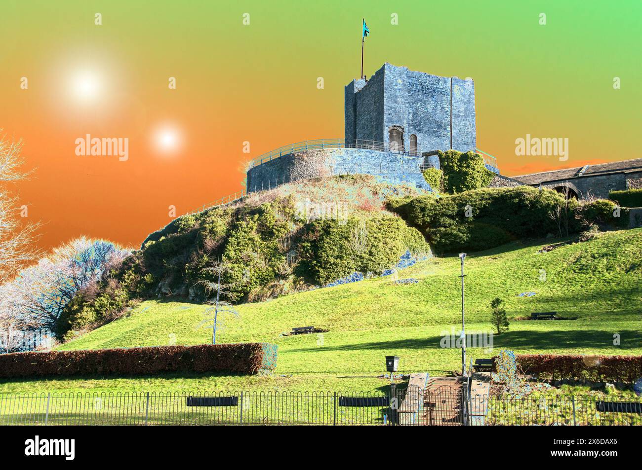 Stranger Than Fiction - vue d'un autre monde - Château de Clitheroe Banque D'Images