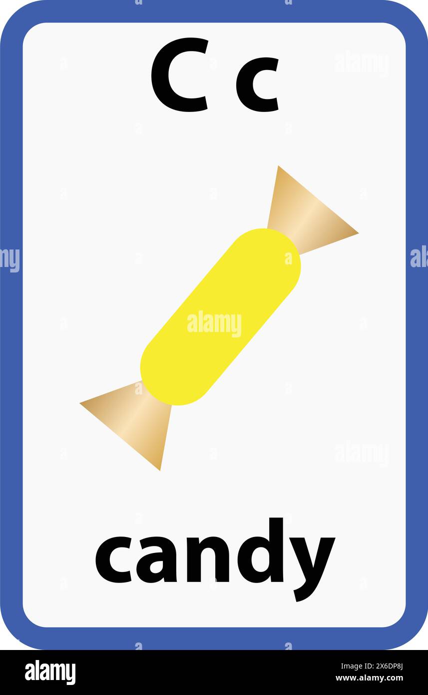 Alphabet flashcard pour les enfants avec la lettre c de bonbons Illustration de Vecteur